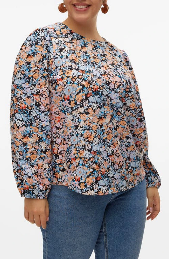 VERO MODA CURVE Ginny Fabi Floral Top Black Aop at Nordstrom,