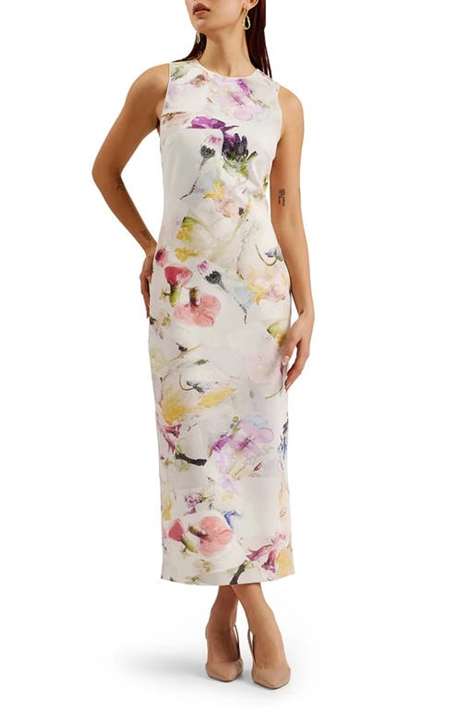 Ted Baker London Lilyha Floral Sleeveless Scuba Dress in White at Nordstrom, Size 0