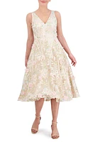 Eliza J Floral Appliqué Fit & Flare Cocktail Dress Pnk Champagne at Nordstrom,