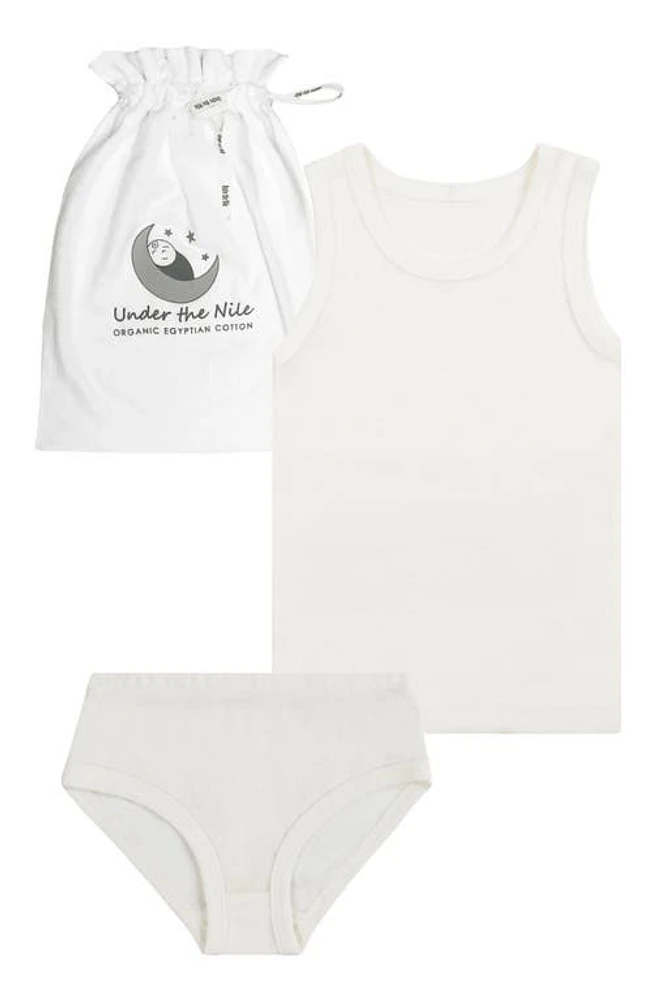 Under the Nile Kids' Organic Cotton Tank Top & Underwear Set in White/ at Nordstrom