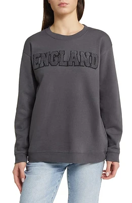 Vinyl Icons England Patch Cotton Blend Fleece Sweatshirt Washed Black at Nordstrom,