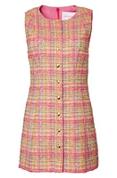 Carolina Herrera Plaid Sleeveless Tweed Minidress Pink Ivory Multi-Color at Nordstrom,