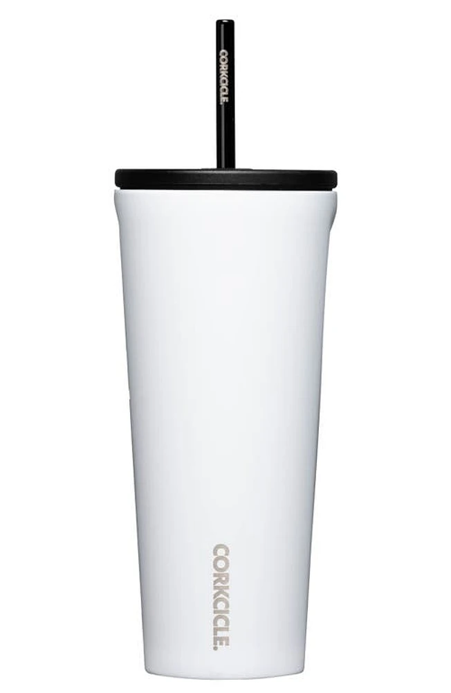 Corkcicle -Ounce Insulated Cup with Straw in Gloss White at Nordstrom