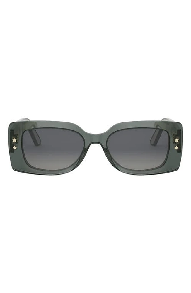 'DiorPacific S1U 53mm Geometric Sunglasses in Shiny Dark Green /Smoke at Nordstrom