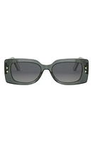 'DiorPacific S1U 53mm Geometric Sunglasses in Shiny Dark Green /Smoke at Nordstrom