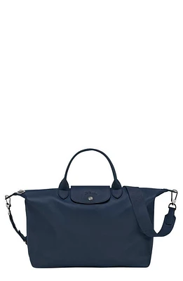 Longchamp Medium Le Pliage Xtra Leather Shoulder Tote in Navy at Nordstrom