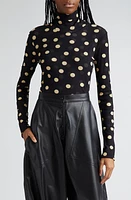 Stella McCartney Polka Dot Mock Neck Nylon Top Black/white at Nordstrom,