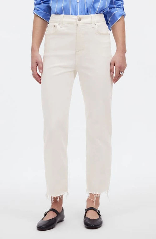 Madewell The '90s Straight Crop Jean: Raw Hem Edition Tile White at Nordstrom,