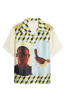 Wales Bonner x Lubaina Himid Birdsong Print Silk Bowling Shirt Ivory And Scarf at Nordstrom, Us