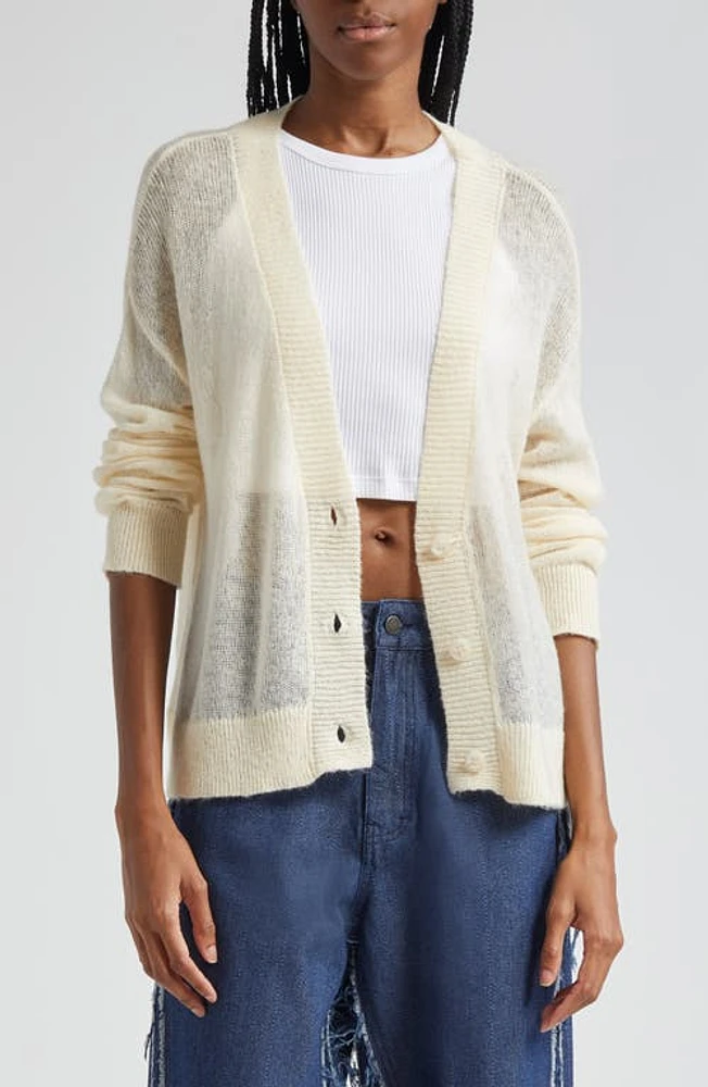 HONOR THE GIFT Semisheer Logo Cardigan Bone at Nordstrom,