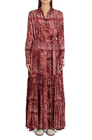 Golden Goose Bandana Print Long Sleeve Twill Maxi Dress in Spiced Apple/Off White at Nordstrom, Size 2 Us