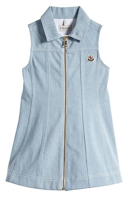 Moncler Kids' Sleeveless Zip Front Denim Dress Celestial Blue at Nordstrom,