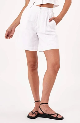 Rolla's Horizon High Waist Linen Blend Shorts White at Nordstrom,