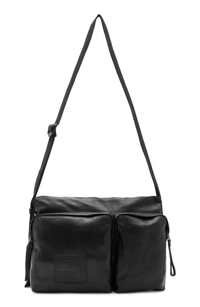 AllSaints Steppe Leather Messenger Bag in Black at Nordstrom