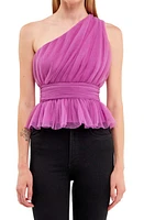 Endless Rose One-Shoulder Textured Tulle Top at Nordstrom,