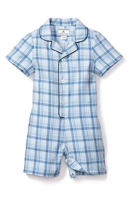 Petite Plume Seafarer Tartan Plaid Romper Blue at Nordstrom,