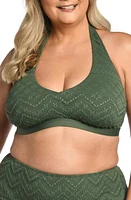 La Blanca Salt Eyelet Halter Bikini Top Olive at Nordstrom,