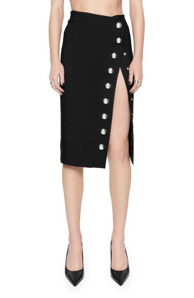 Rebecca Minkoff Alice Snap Detail Pencil Skirt True Black at Nordstrom,