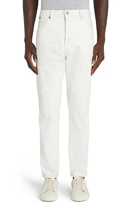 TOM FORD Rip & Repair Selvedge Tapered Denim Pants Aged Gum White at Nordstrom,