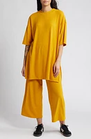 Dressed in Lala Lex Ribbed Oversize T-Shirt & High Waist Crop Pants Set in Golden Yellow at Nordstrom, Size Large