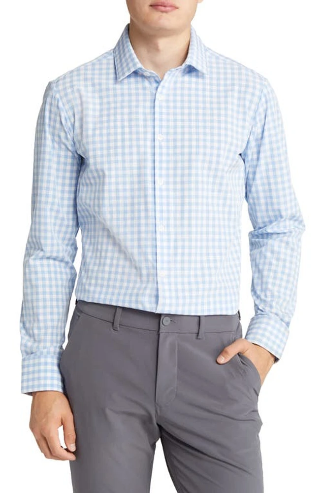 Mizzen+Main Men's Leeward Trim Fit Gingham Performance Button-Up Shirt Light Blue at Nordstrom,