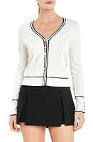 English Factory Contrast Trim Cardigan Cream/Black at Nordstrom,