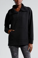 zella Cozy Ottoman Rib Half Zip Pullover Black at Nordstrom,