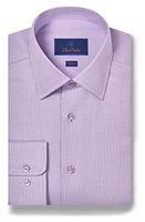 David Donahue Trim Fit Dobby Microcheck Dress Shirt in Lilac at Nordstrom, Size