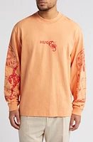 HUGO Dequaliom Graphic Long Sleeve T-Shirt Medium Orange at