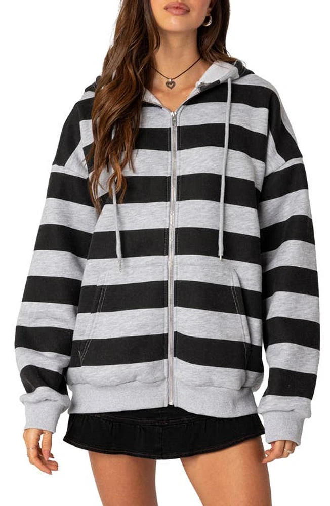 EDIKTED Maritza Oversize ZIp Hoodie Gray-Melange at Nordstrom,