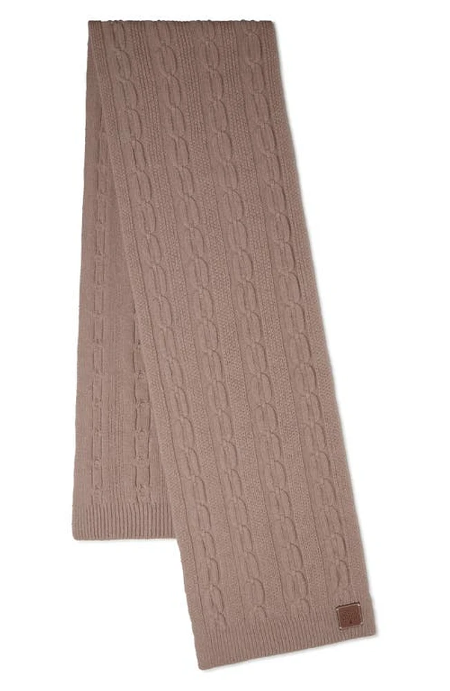 Mulberry Softie Cable Knit Lambswool Scarf in Maple at Nordstrom