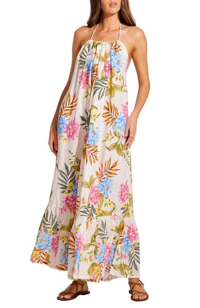 Vitamin A Petra Floral Linen Cover-Up Maxi Dress Summer Bloom Eco at Nordstrom,