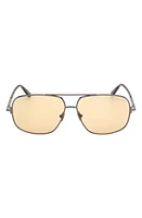 TOM FORD Tex 62mm Navigator Sunglasses in Gunmetal Havana /Yellow at Nordstrom