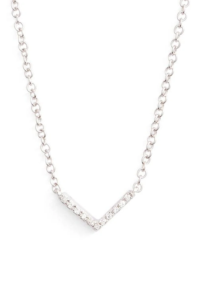 EF Collection Mini Chevron Diamond Pendant Necklace in White Gold at Nordstrom