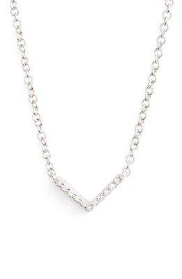 EF Collection Mini Chevron Diamond Pendant Necklace in White Gold at Nordstrom