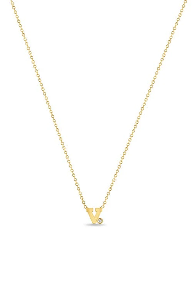 Zoë Chicco Diamond Initial Pendant Necklace in Yellow Gold-V at Nordstrom, Size 16