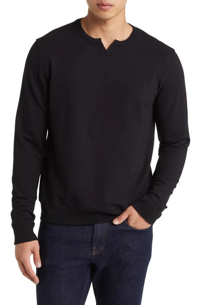 Robert Barakett Lording Long Sleeve Notch Neck T-Shirt Black at Nordstrom,