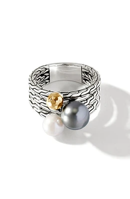 John Hardy Classic Chain Stack Ring in Silver/Black at Nordstrom