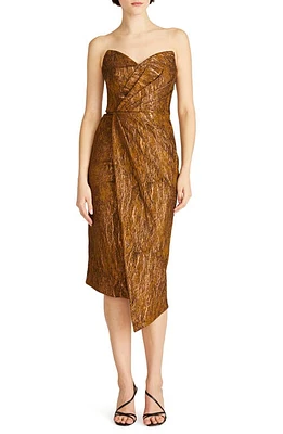 Theia Marcy Metallic Strapless Cocktail Dress Gold Nectar at Nordstrom,