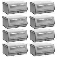 mDesign Large Fabric Closet Shoe Storage Box, 8 Pack in Gray Herringbone at Nordstrom