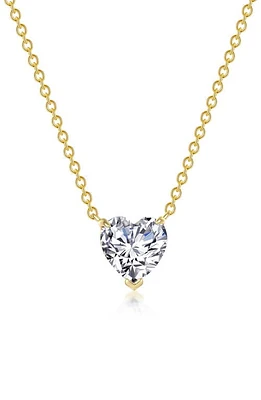 Lafonn Simulated Diamond Solitaire Heart Pendant Necklace in White/Gold at Nordstrom, Size 20