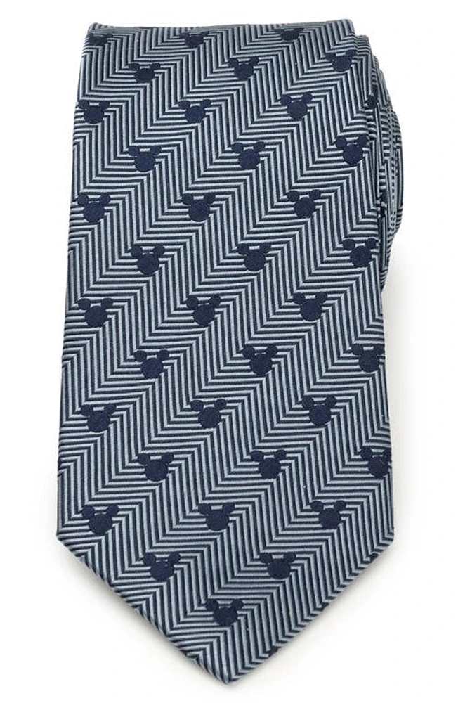 Cufflinks, Inc. x Disney Mickey Silhouette Herringbone Silk Tie in Blue at Nordstrom