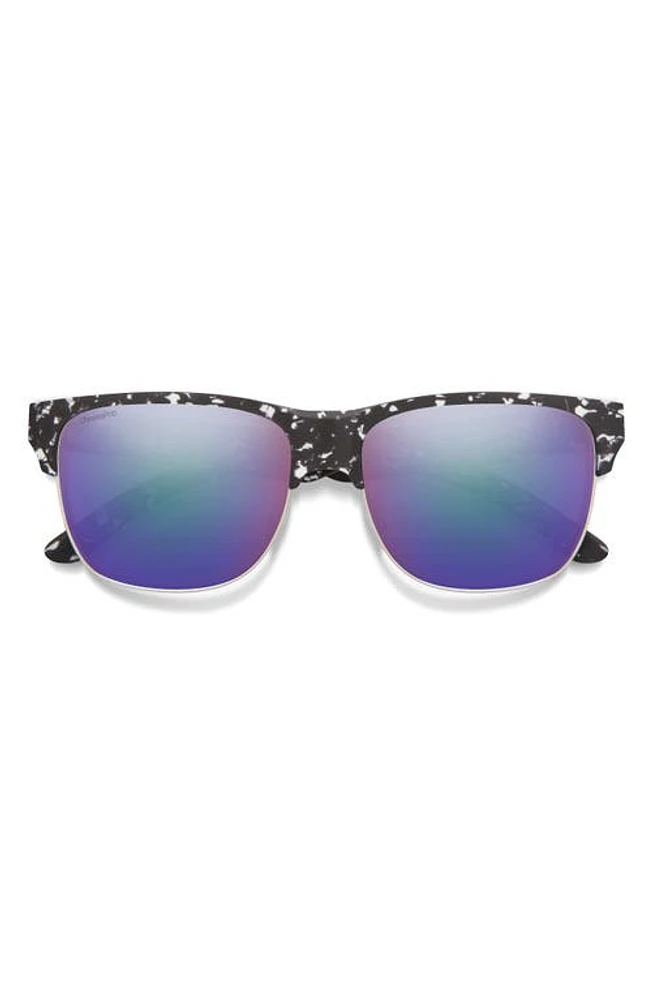 Smith Lowdown 56mm ChromaPop Polarized Browline Sunglasses in Black Marble /Violet Mirror at Nordstrom