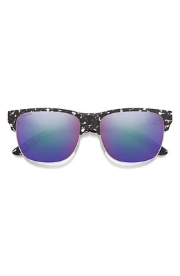 Smith Lowdown 56mm ChromaPop Polarized Browline Sunglasses in Black Marble /Violet Mirror at Nordstrom