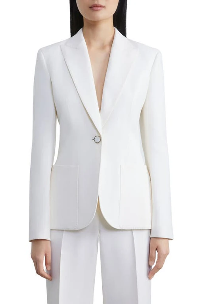 Lafayette 148 New York Peak Lapel One-Button Wool & Silk Jacket in Cloud at Nordstrom, Size 6