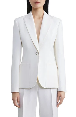 Lafayette 148 New York Peak Lapel One-Button Wool & Silk Jacket in Cloud at Nordstrom, Size 6