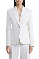 Lafayette 148 New York Peak Lapel One-Button Wool & Silk Jacket in Cloud at Nordstrom, Size 6