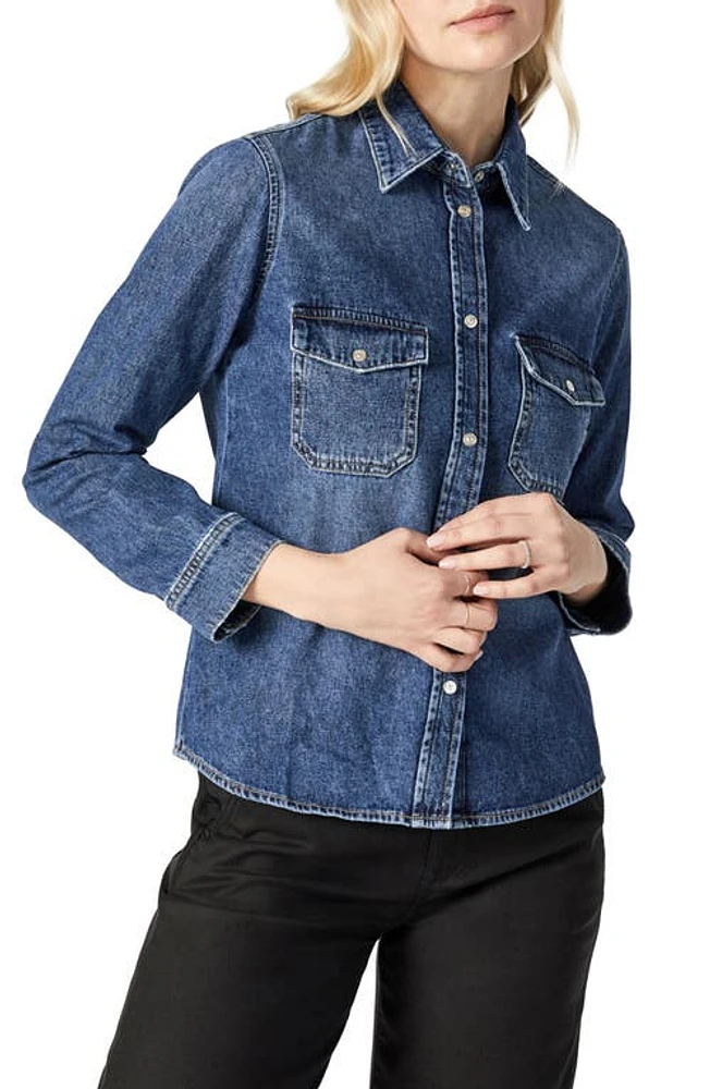 Mavi Jeans Levin Bracelet Sleeve Denim Shirt Jacket Dark Blue at Nordstrom,