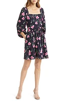 Eliza J Floral Square Neck Dress in Navy Multi at Nordstrom, Size 8