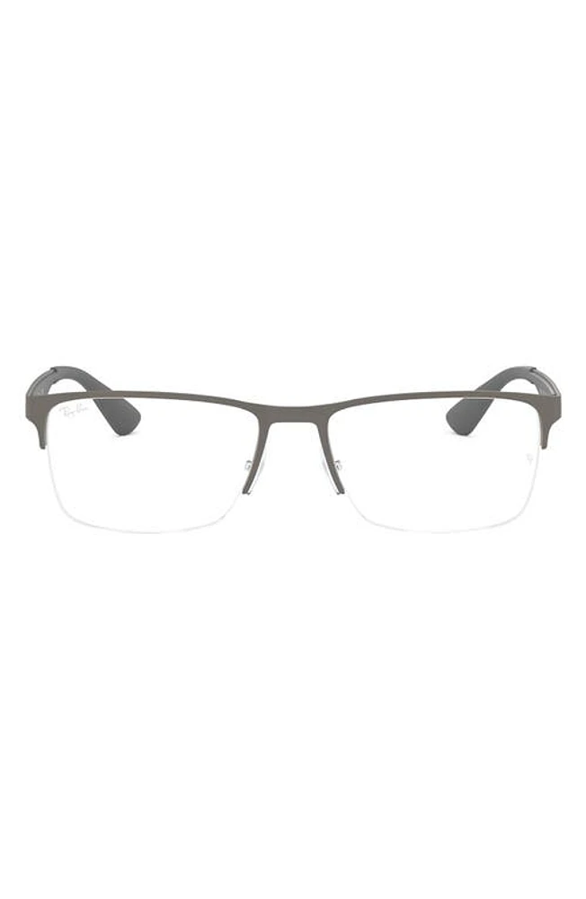 Ray-Ban 56mm Rectangle Semi Rimless Optical Glasses in Matte Gunmetal at Nordstrom